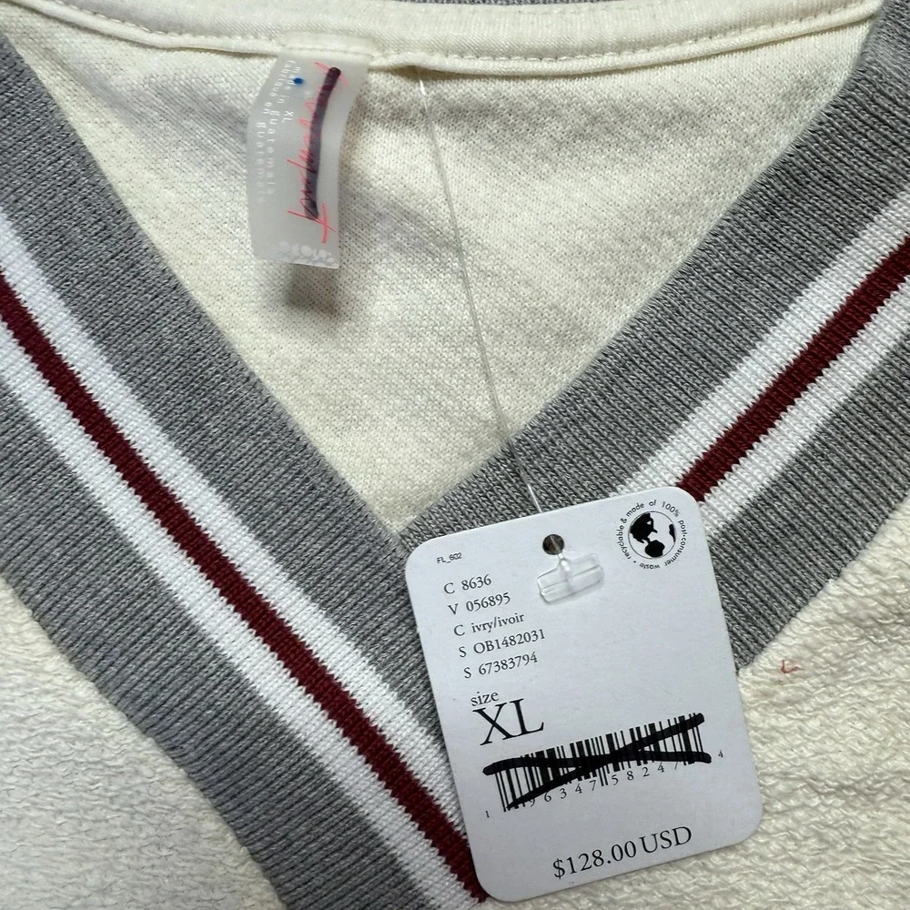Free People FP Movement Match Point Set Ivory Varsity stripe XL top skort short